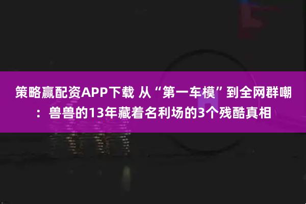 策略赢配资APP下载 从“第一车模”到全网群嘲：兽兽的13年藏着名利场的3个残酷真相